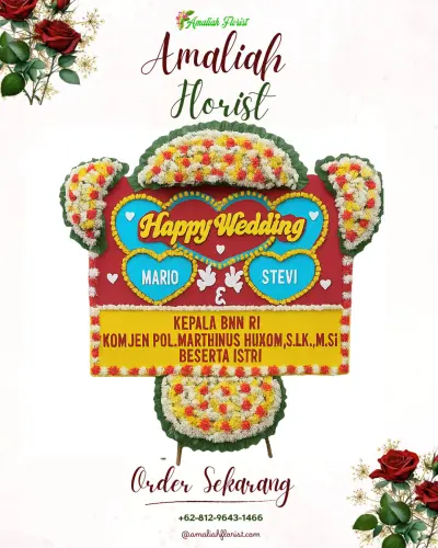 Karangan Papan Bunga Pernikahan di 3 / 4 Ulu